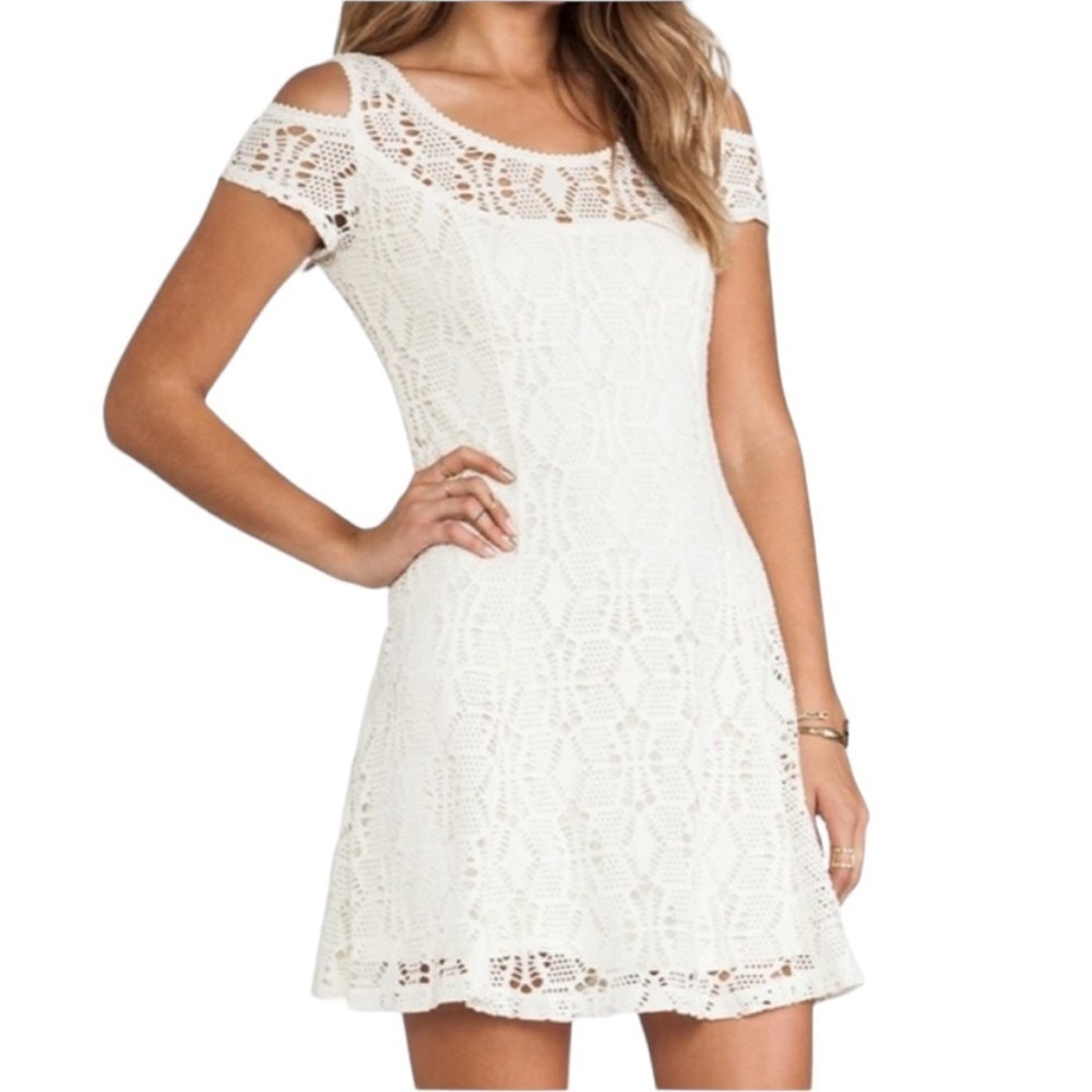 Free People Kiss the Sun Lace Cold Shoulder Dress Size M